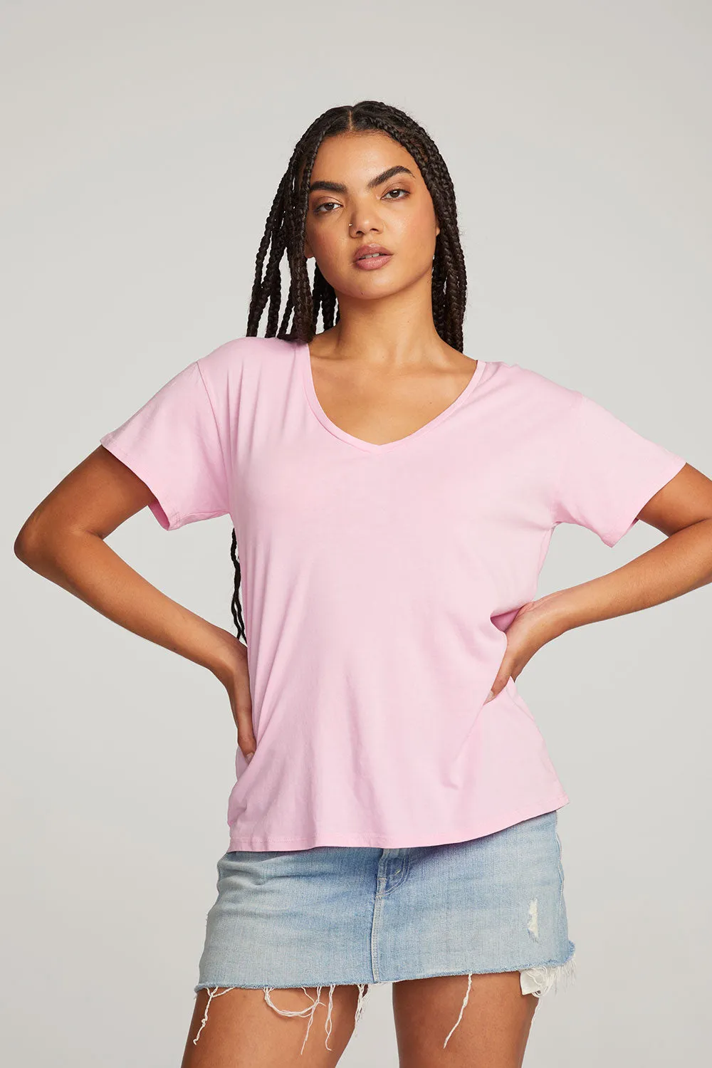Everyday Essential Pastel Lavender V-neck Tee sold by Chaser product image thumbnail 4