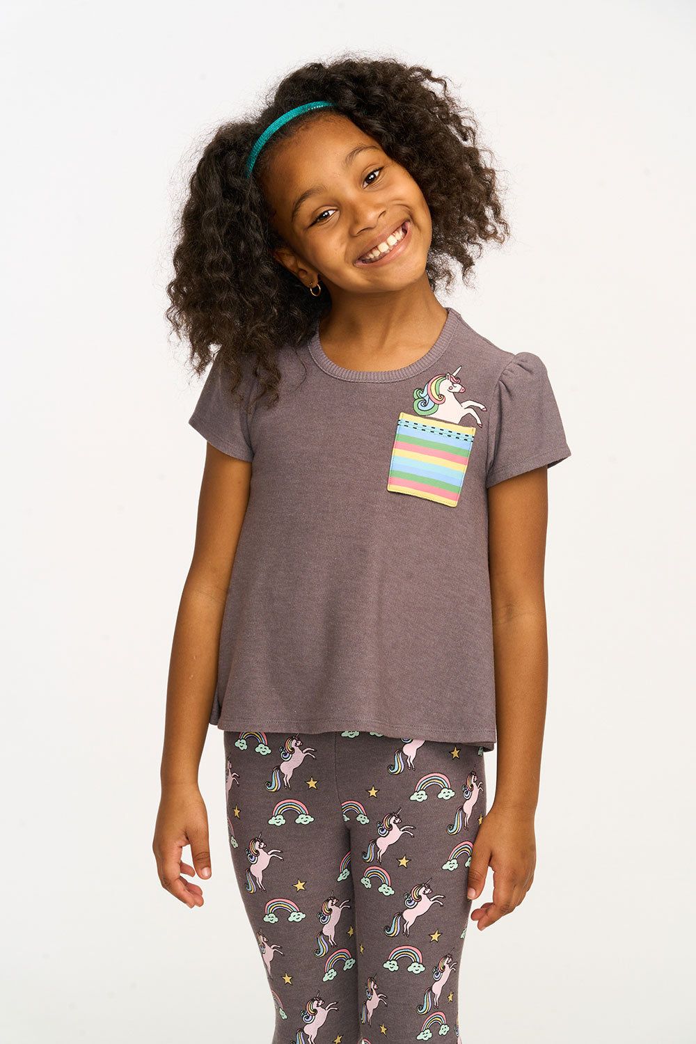 Unicorn Rainbow Puff Sleeve Tee sold by Chaser product image thumbnail 3