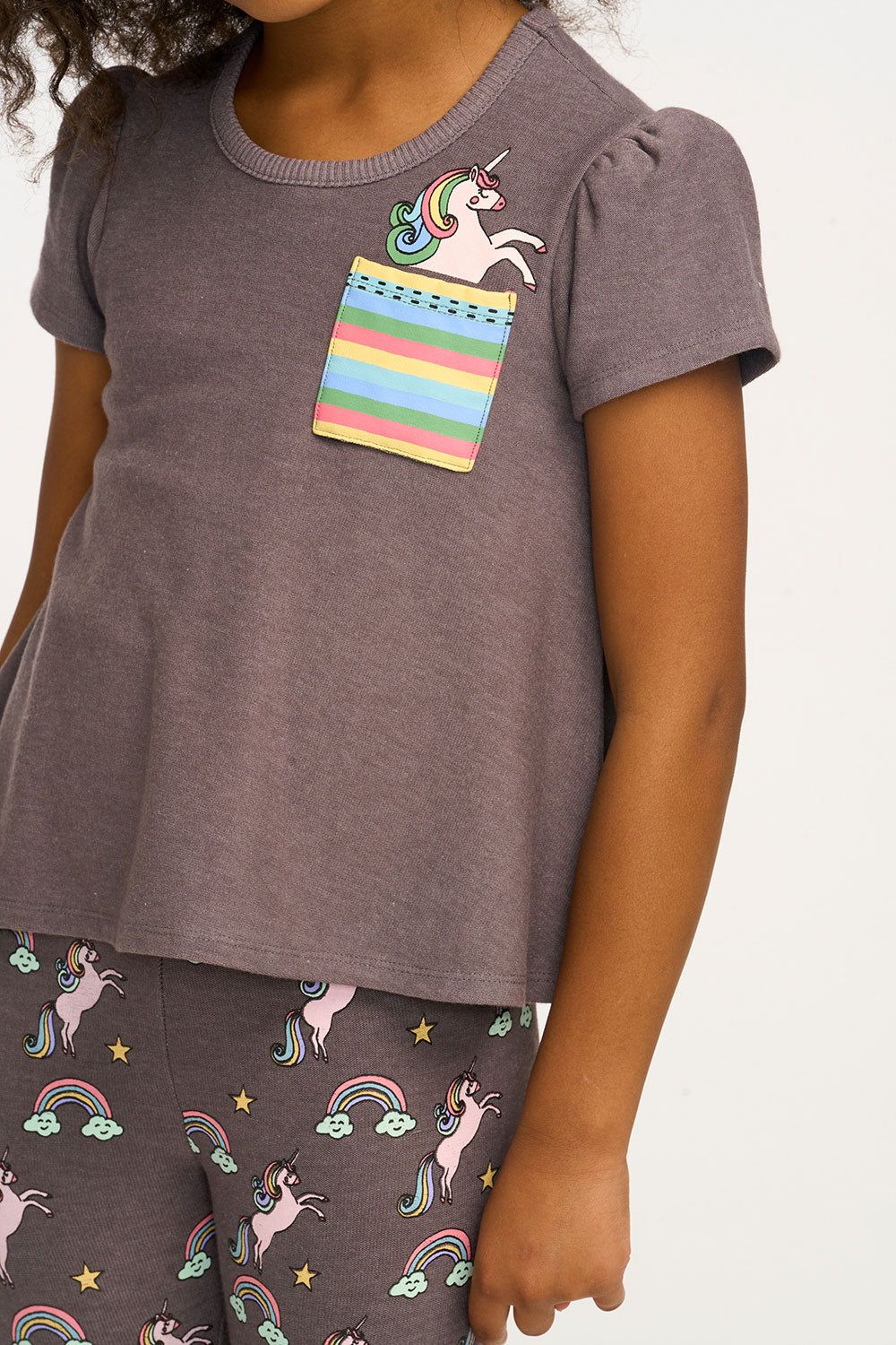 Unicorn Rainbow Puff Sleeve Tee sold by Chaser product image thumbnail 4