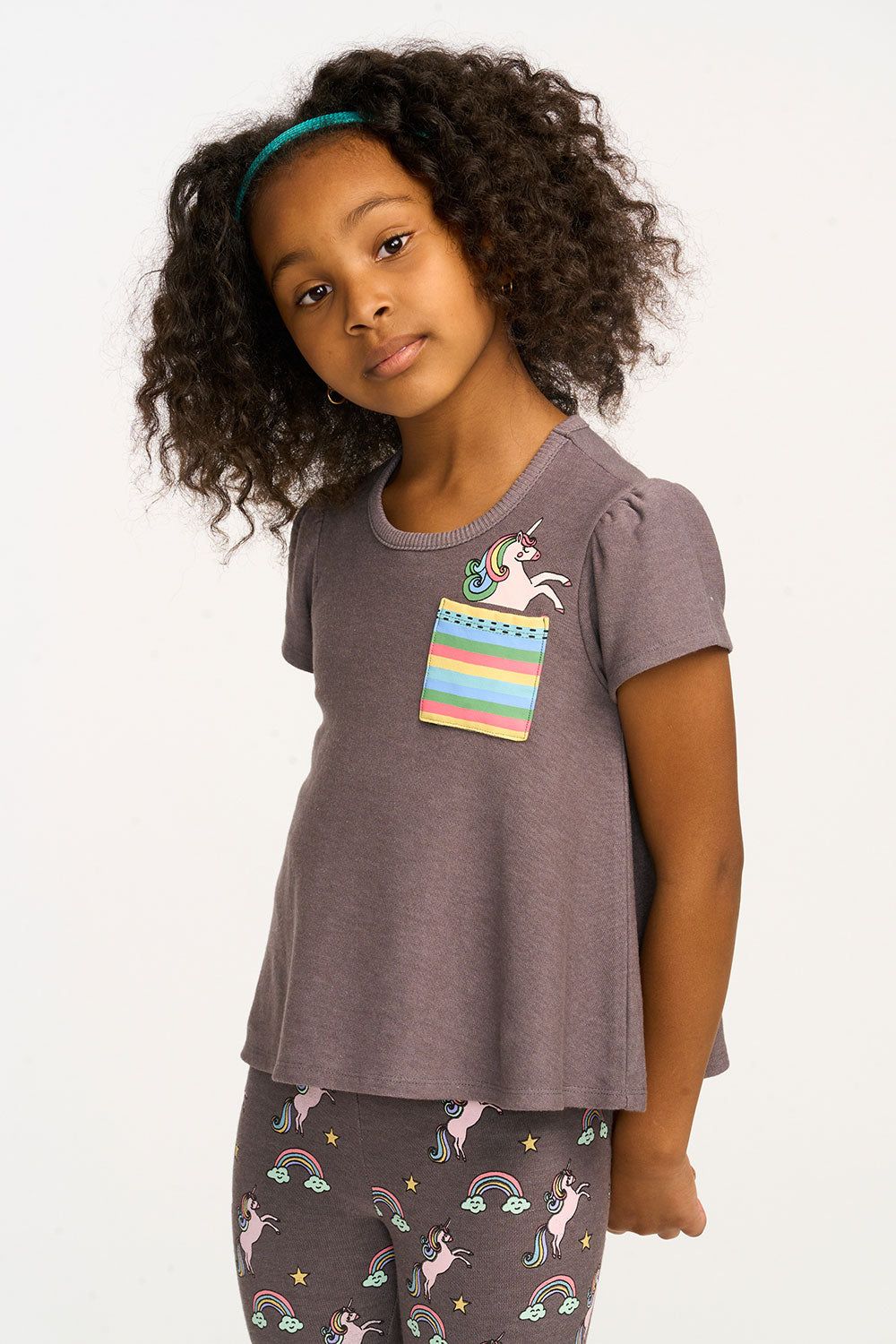 Unicorn Rainbow Puff Sleeve Tee sold by Chaser product image thumbnail 2