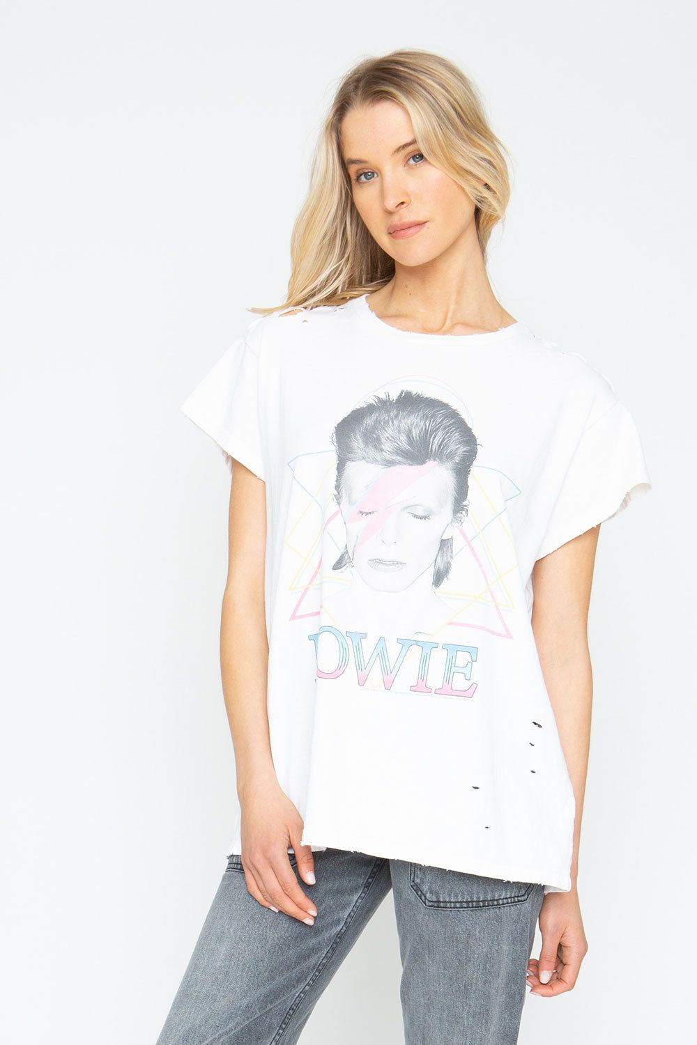 David Bowie "Aladdin Sane" Distressed Crew Tee sold by Chaser product image thumbnail 6