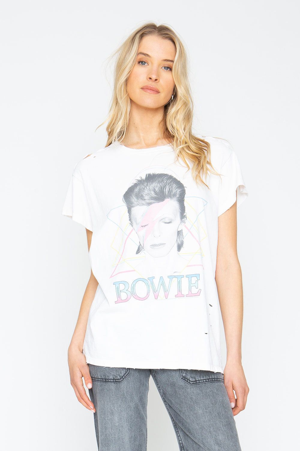 David Bowie "Aladdin Sane" Distressed Crew Tee sold by Chaser