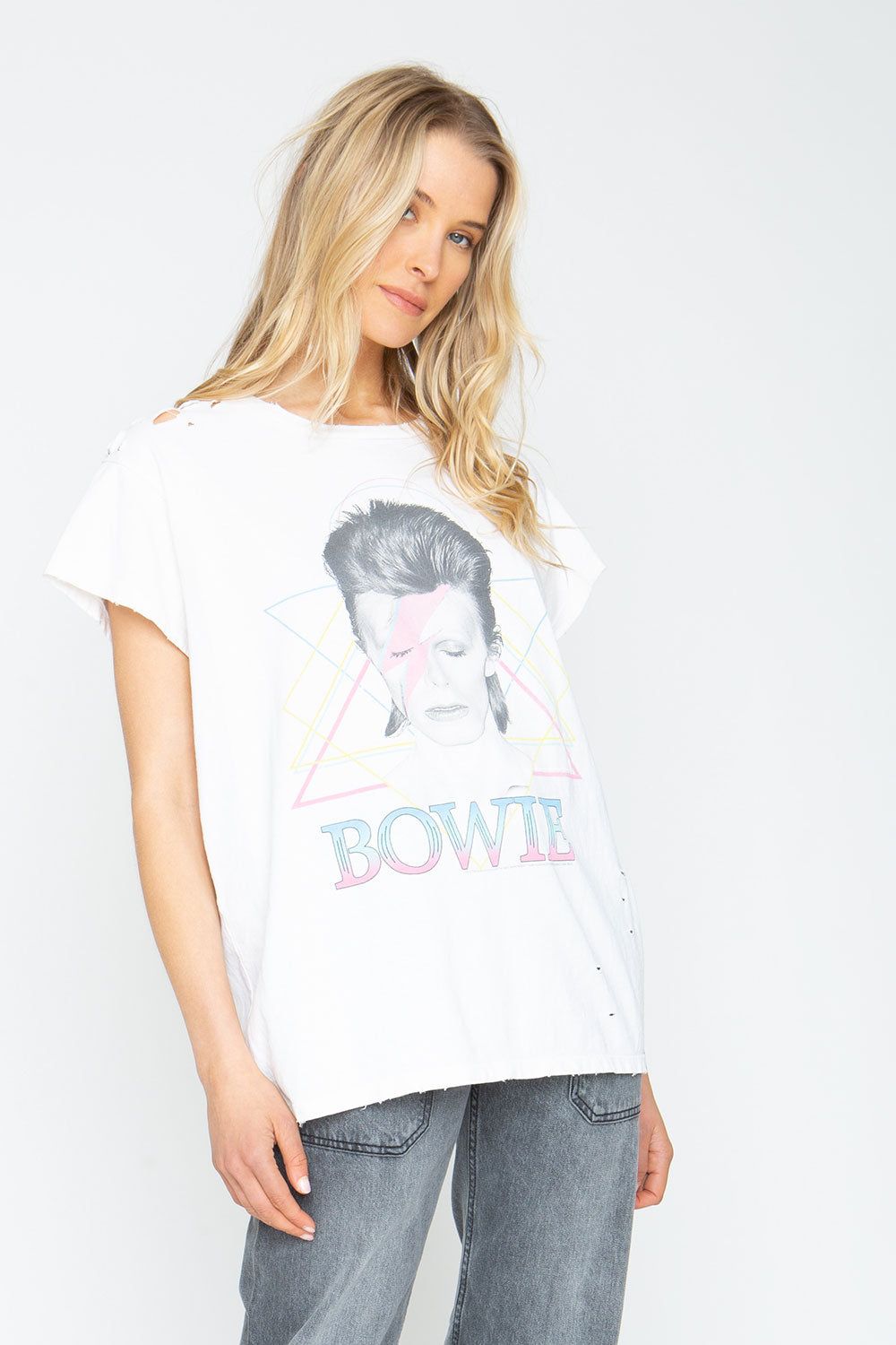 David Bowie "Aladdin Sane" Distressed Crew Tee sold by Chaser product image thumbnail 2