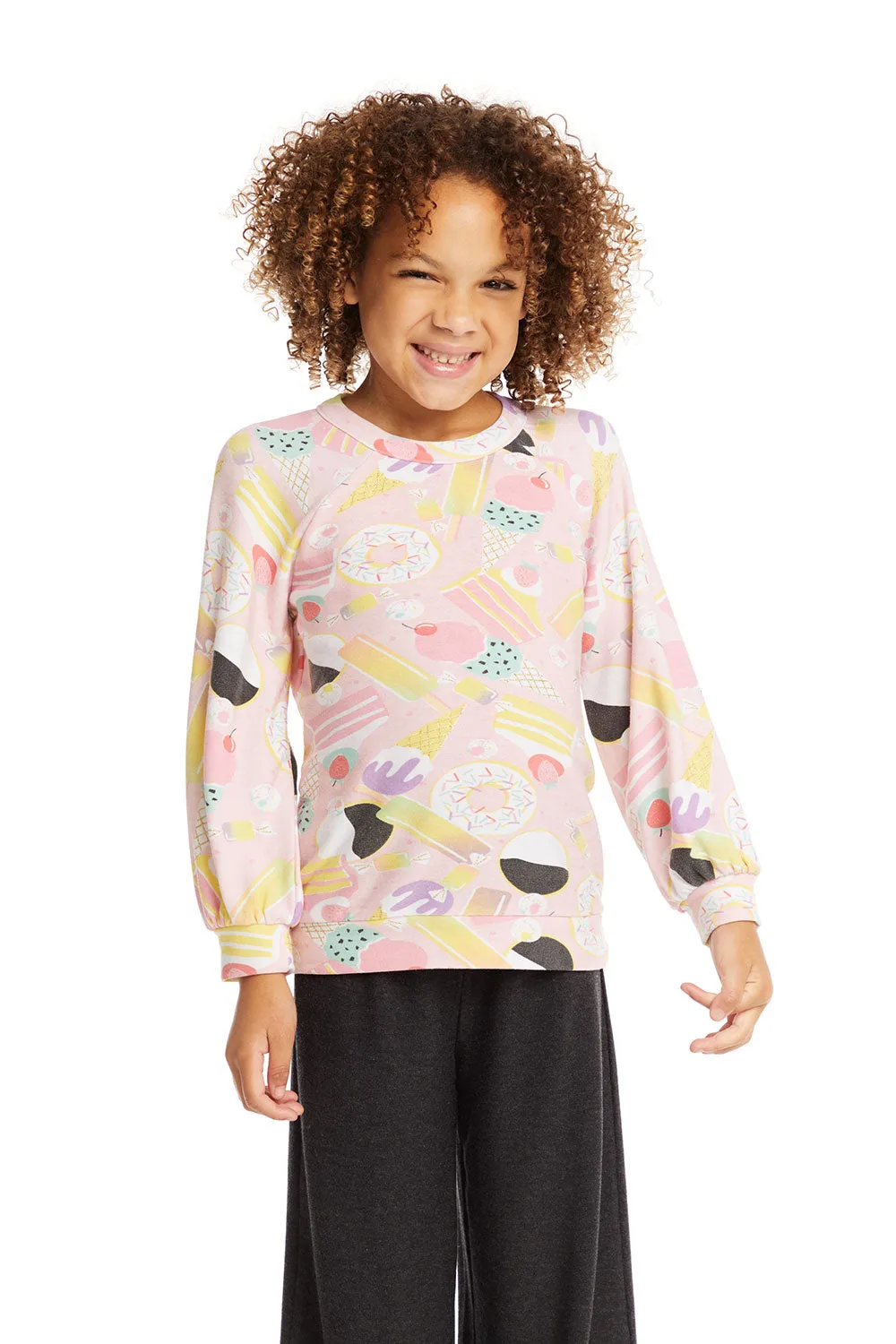 Blouson Sleeve Sweet Treats Raglan Pullover sold by Chaser