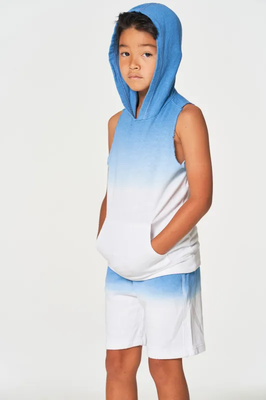 Boys Linen French Terry Sleeveless Muscle Pullover Hoodie sold by Chaser