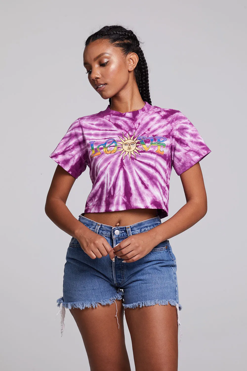 Love Sun Crop Crew Neck Tee sold by Chaser product image thumbnail 4