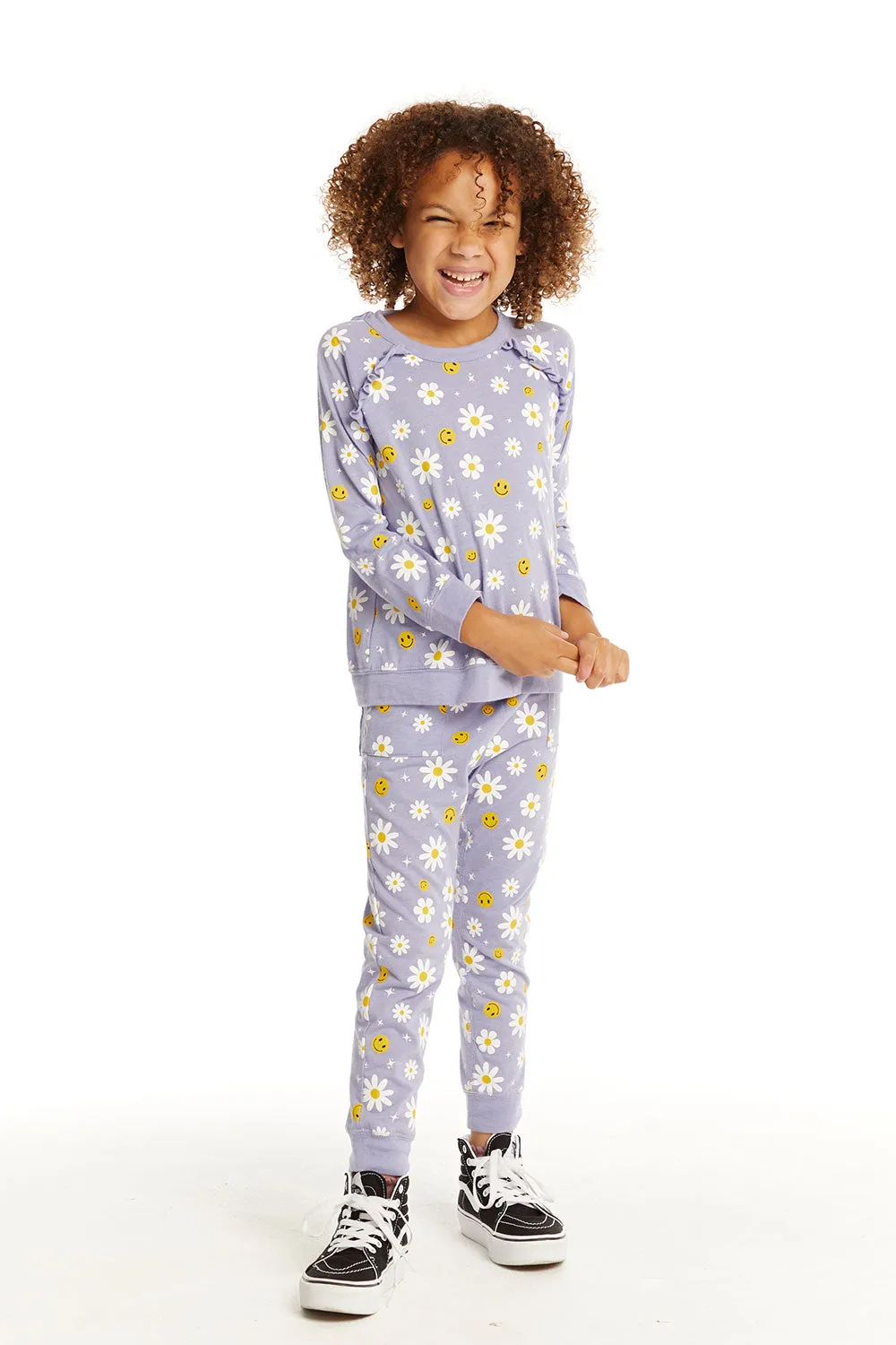 Smiley Daisies Long Sleeve Ruffle Top sold by Chaser product image thumbnail 5