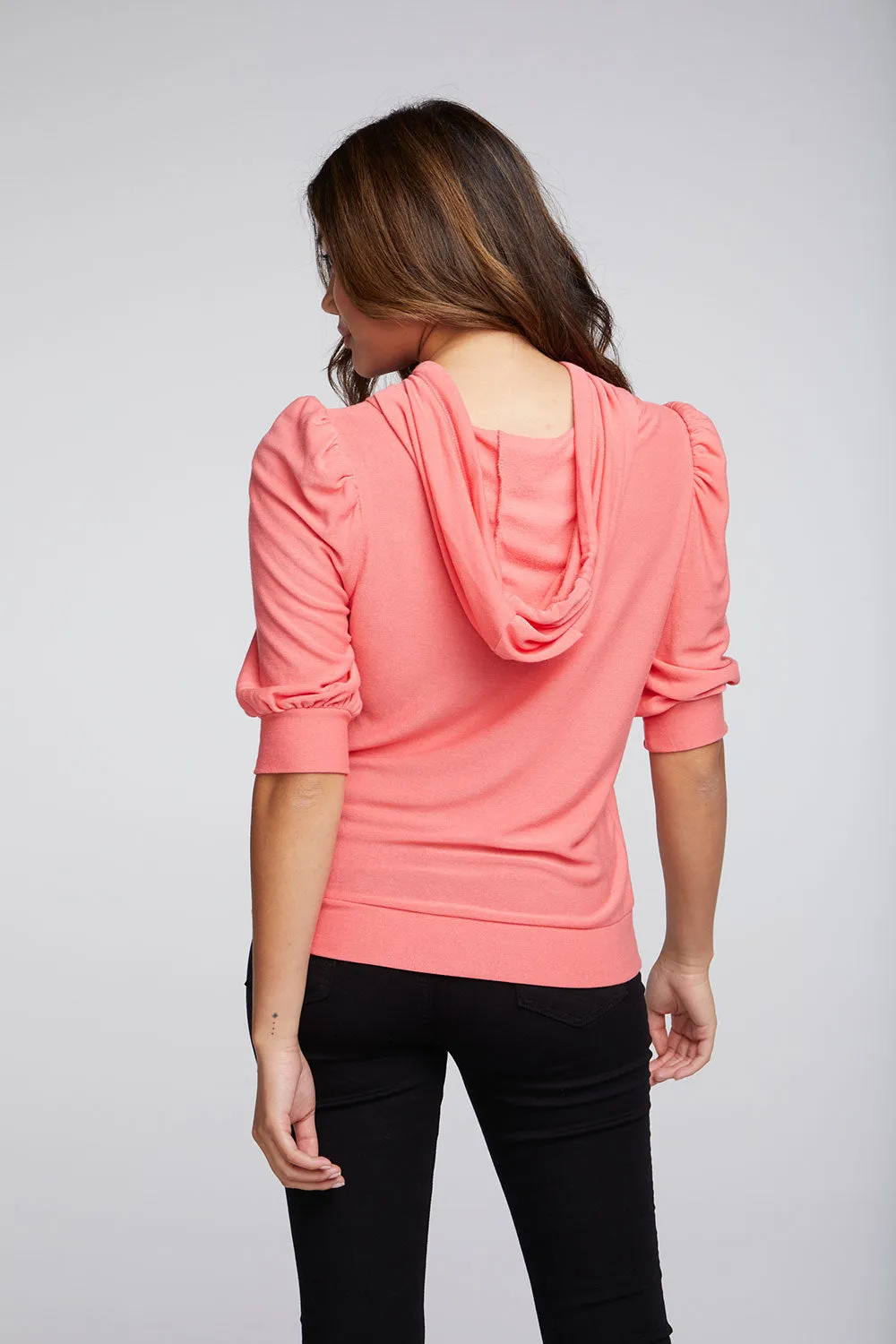 Recycled Cozy Knit 3/4 Puff Sleeve Beach Hoodie sold by Chaser product image thumbnail 3