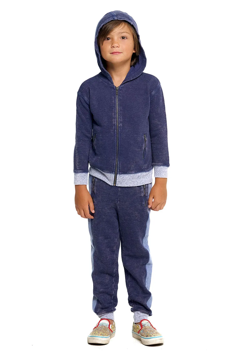 Boys Linen French Terry Jogger With Zippers sold by Chaser product image thumbnail 4