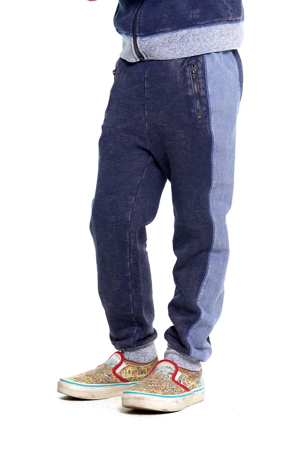 Boys Linen French Terry Jogger With Zippers sold by Chaser product image thumbnail 2