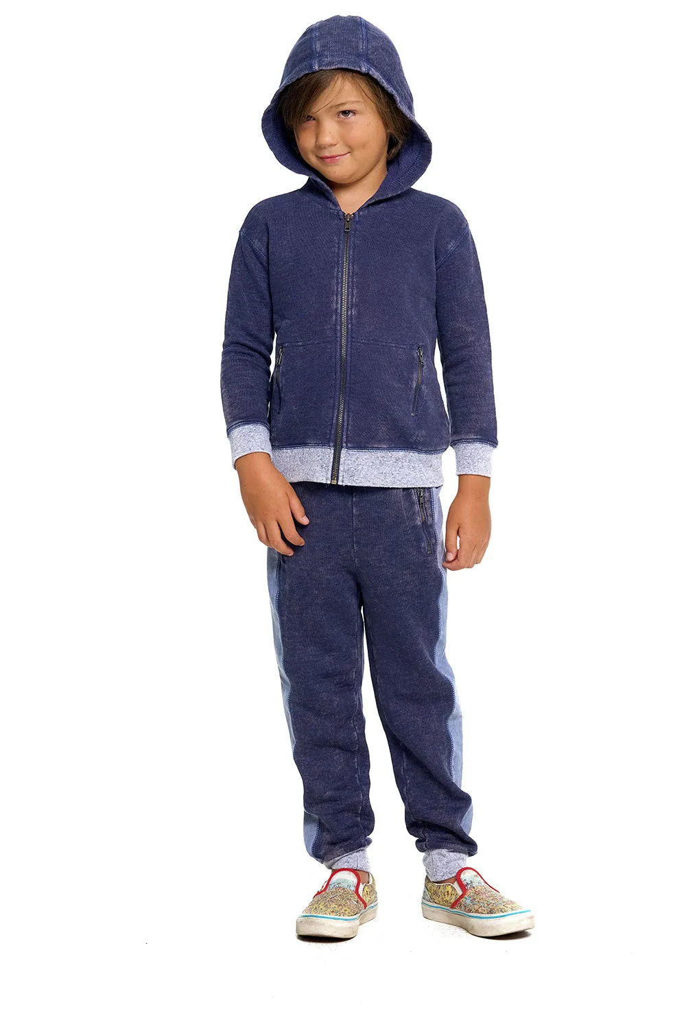 Boys Linen French Terry Jogger With Zippers sold by Chaser product image thumbnail 5