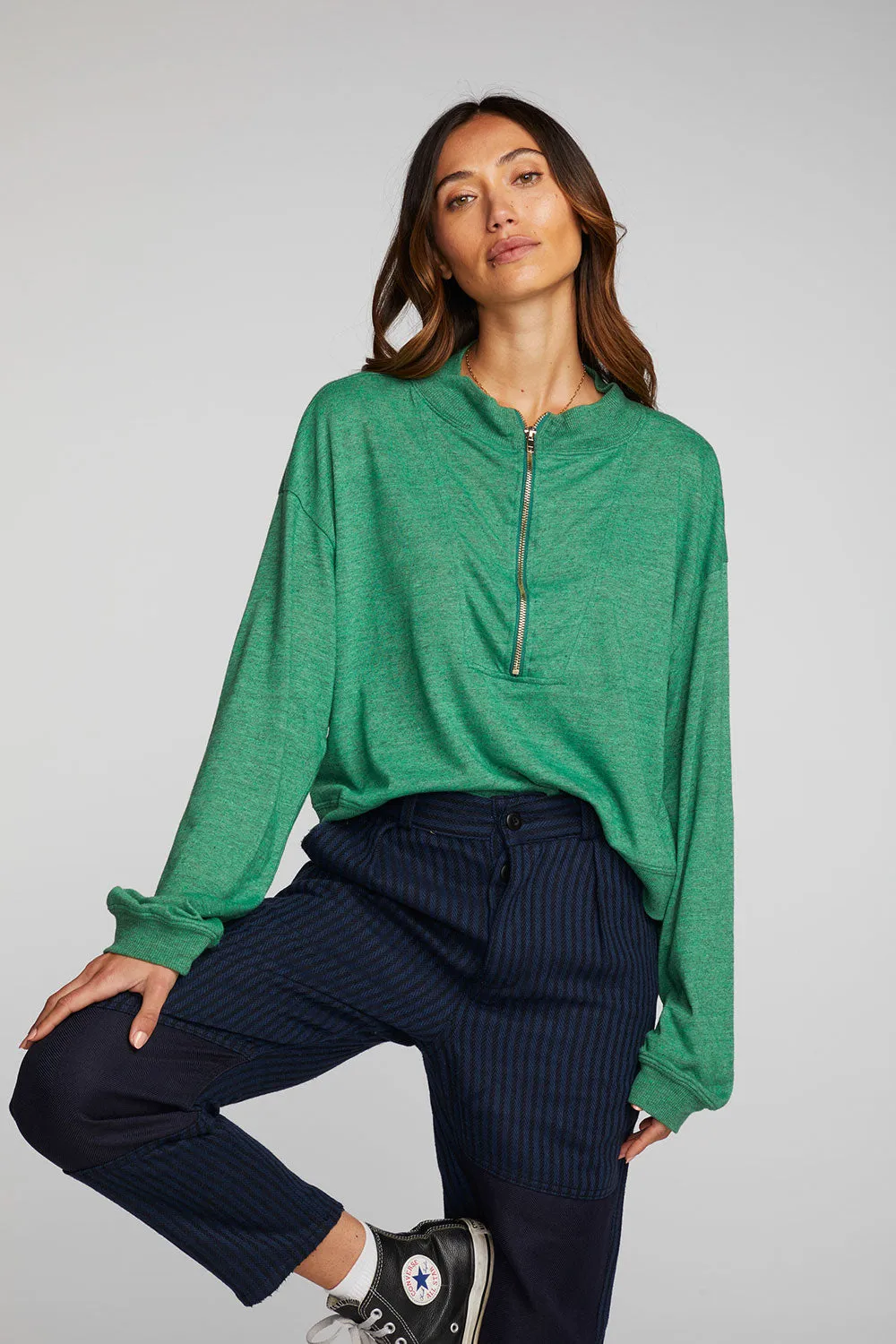 Triblend Half Zip Pullover with Rib sold by Chaser