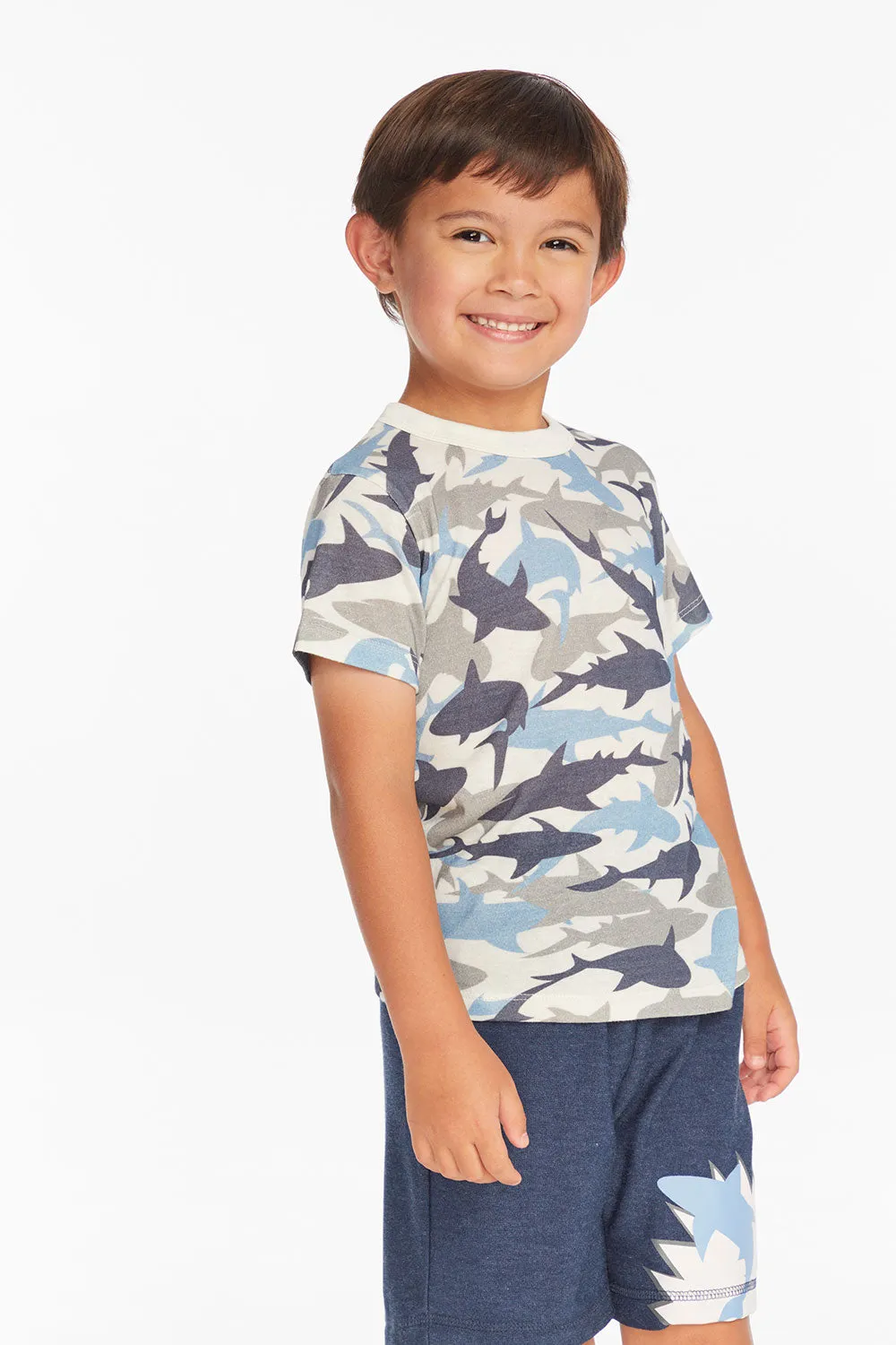 All Over Camo Shark Boys Tee sold by Chaser