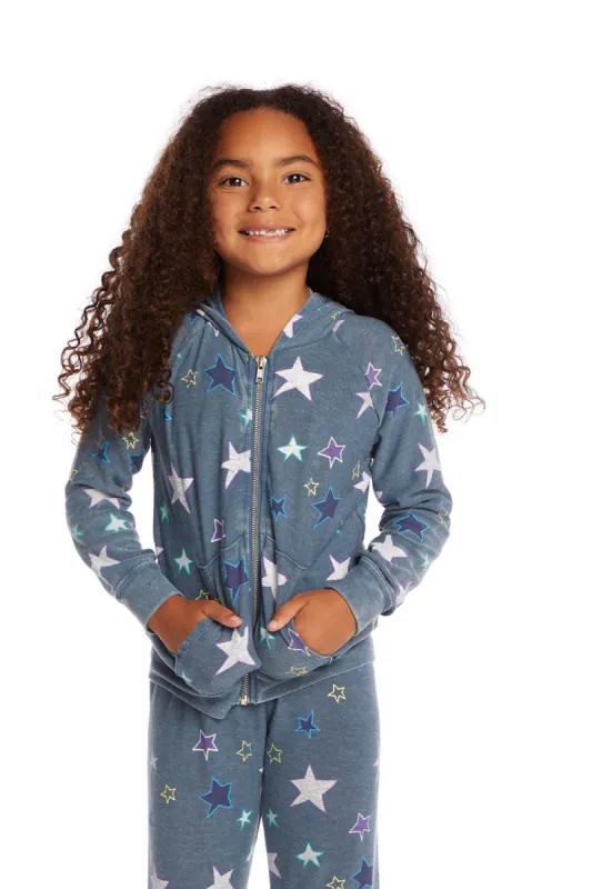 Embroidery Stars Girls Zip-up Hoodie sold by Chaser