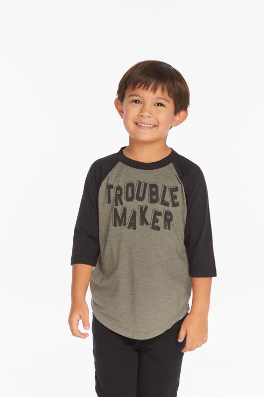 Trouble Maker Boys Baseball Tee sold by Chaser