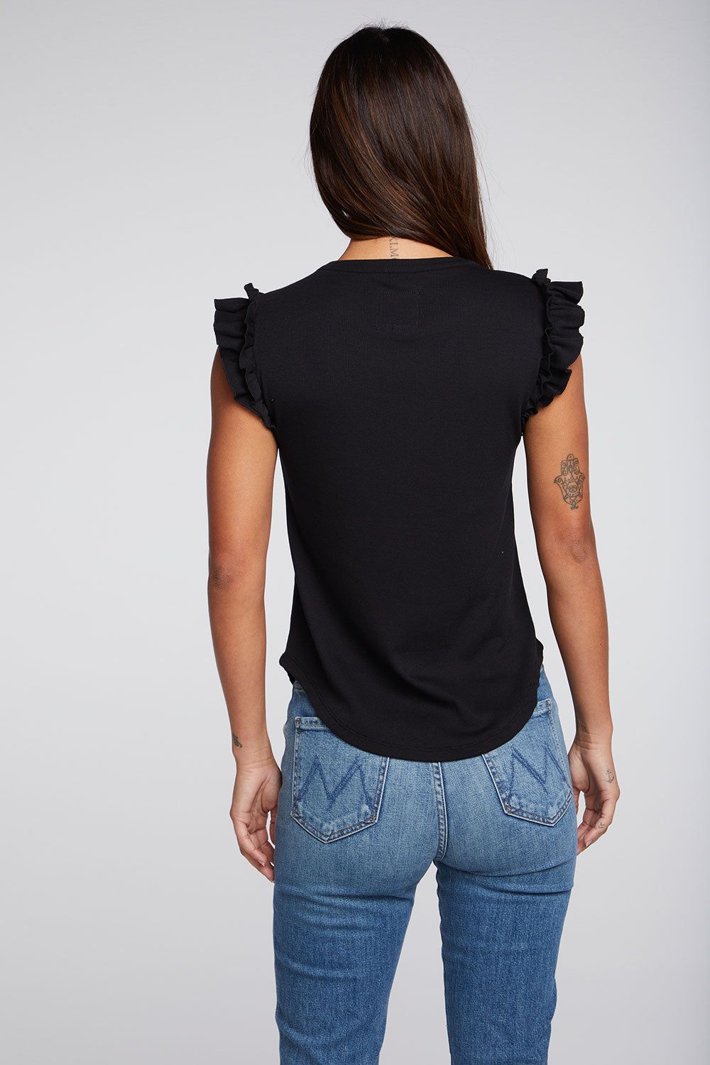 Recycled Vintage Rib Ruffle Sleeve Shirttail Tee sold by Chaser product image thumbnail 2