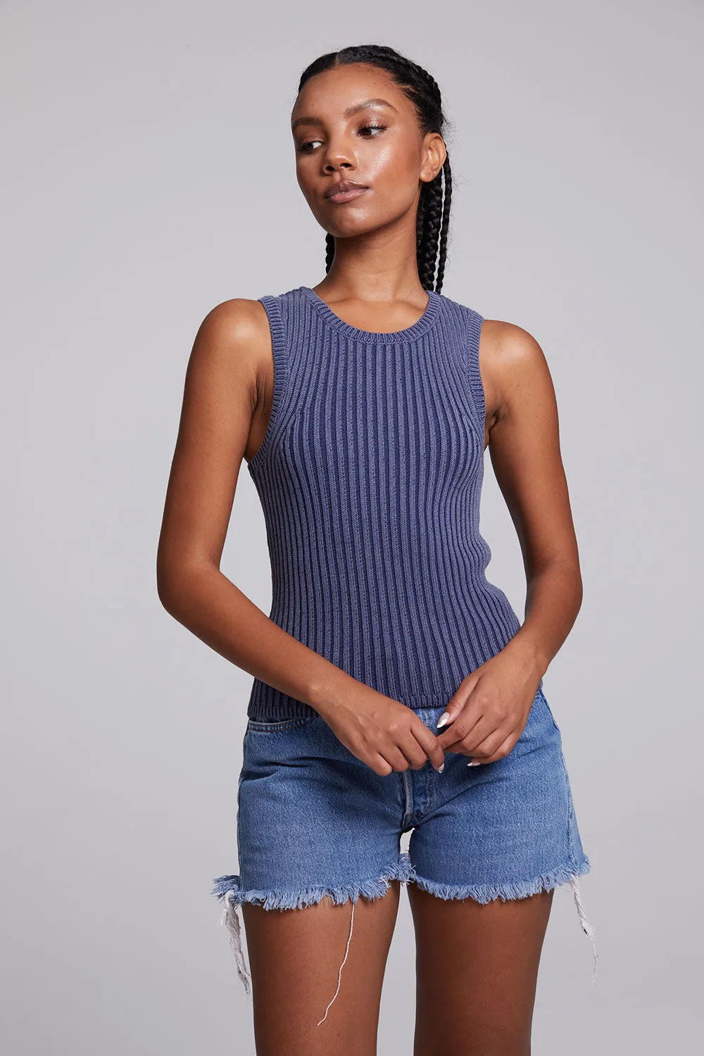 Carnaby Washed Indigo Tank Top sold by Chaser product image thumbnail 5