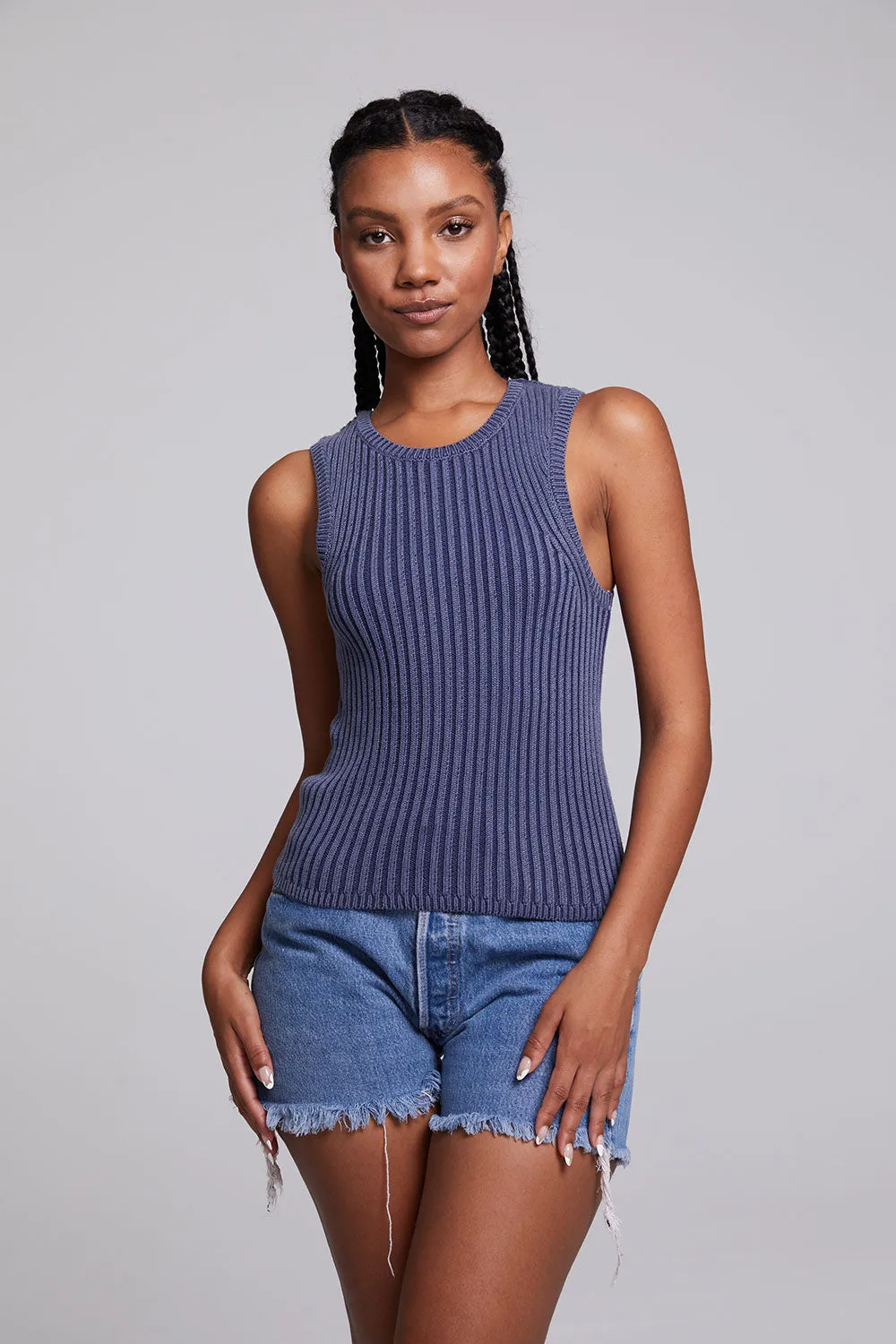 Carnaby Washed Indigo Tank Top sold by Chaser product image thumbnail 3