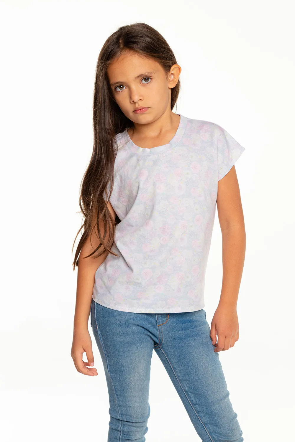Girls Recycled Vintage Jersey Cap Sleeve Vent Back Tee sold by Chaser