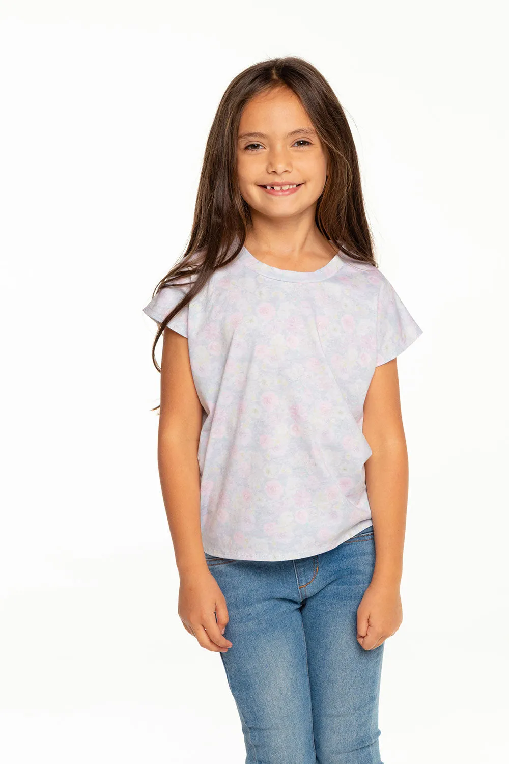 Girls Recycled Vintage Jersey Cap Sleeve Vent Back Tee sold by Chaser product image thumbnail 3