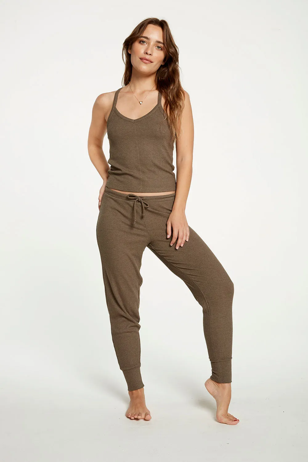 Cozy Rib Cropped Double V Cami sold by Chaser product image thumbnail 3