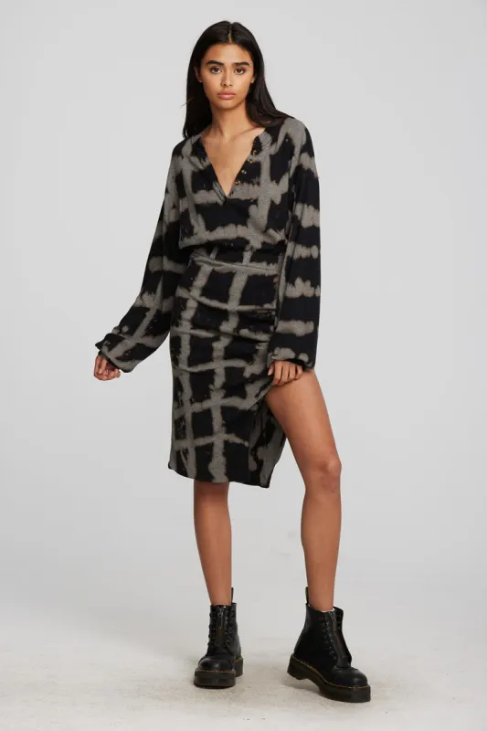 Recycled Vintage Rib Midi Dress with Shirring And Side Slit sold by Chaser