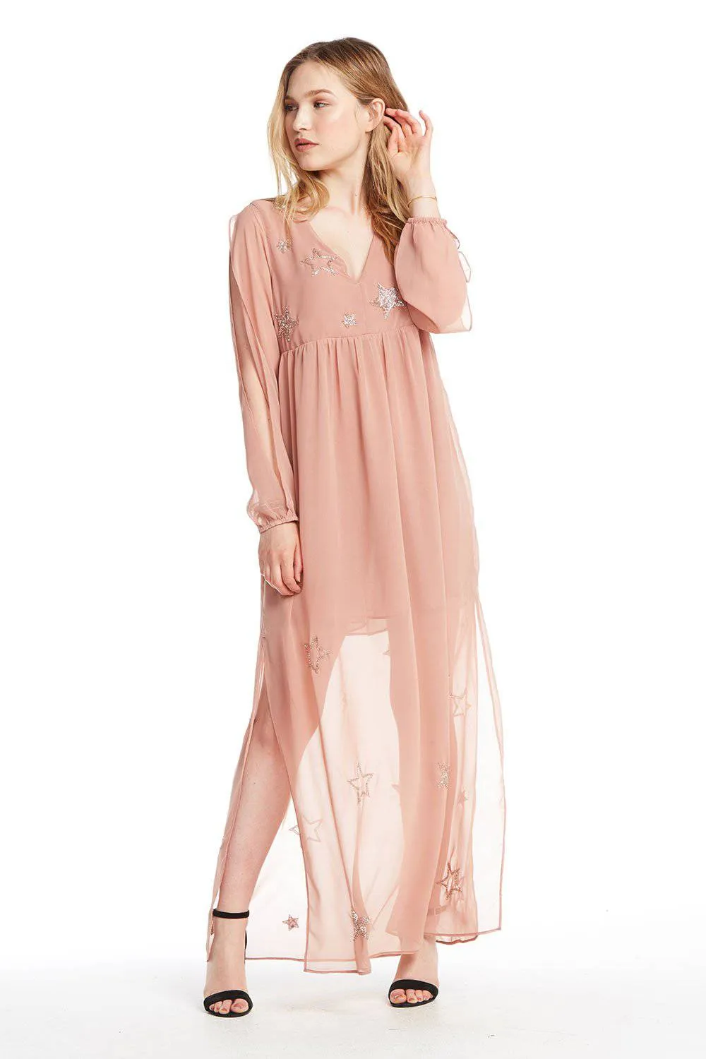 Beaded Star Long Sleeve Maxi Dress sold by Chaser product image thumbnail 4
