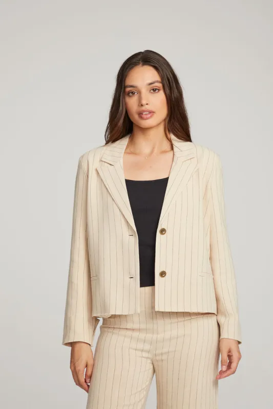 Santanaa White Pinstripe Blazer sold by Chaser