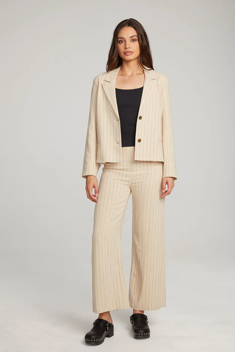 Santanaa White Pinstripe Blazer sold by Chaser product image thumbnail 5