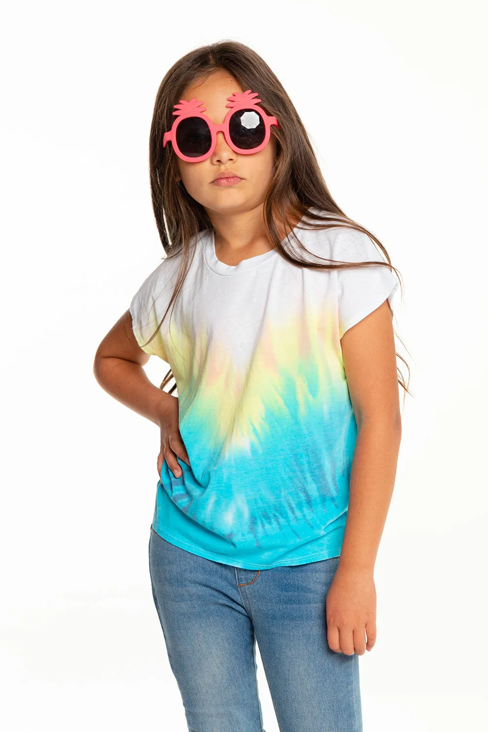 Girls Recycled Vintage Jersey Cap Sleeve Vent Back Tee sold by Chaser product image thumbnail 3