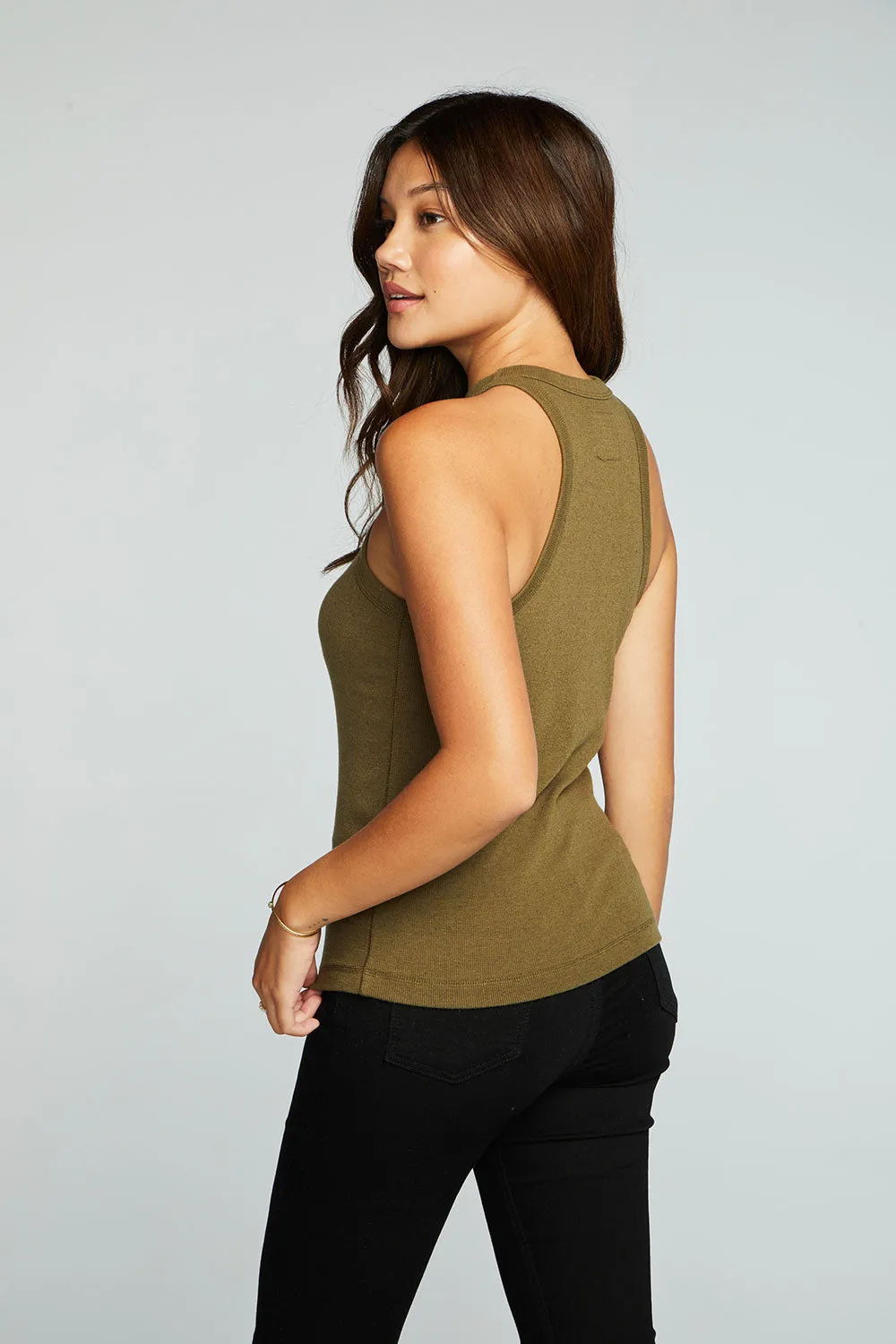 Linen Rib High Neck Racer Tank sold by Chaser product image thumbnail 2