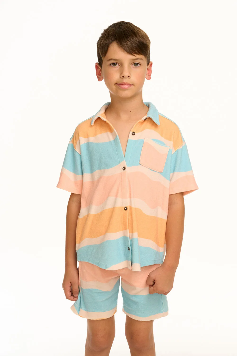 Boy's Wavy Stripe Collared Button Down Shirt sold by Chaser product image thumbnail 3