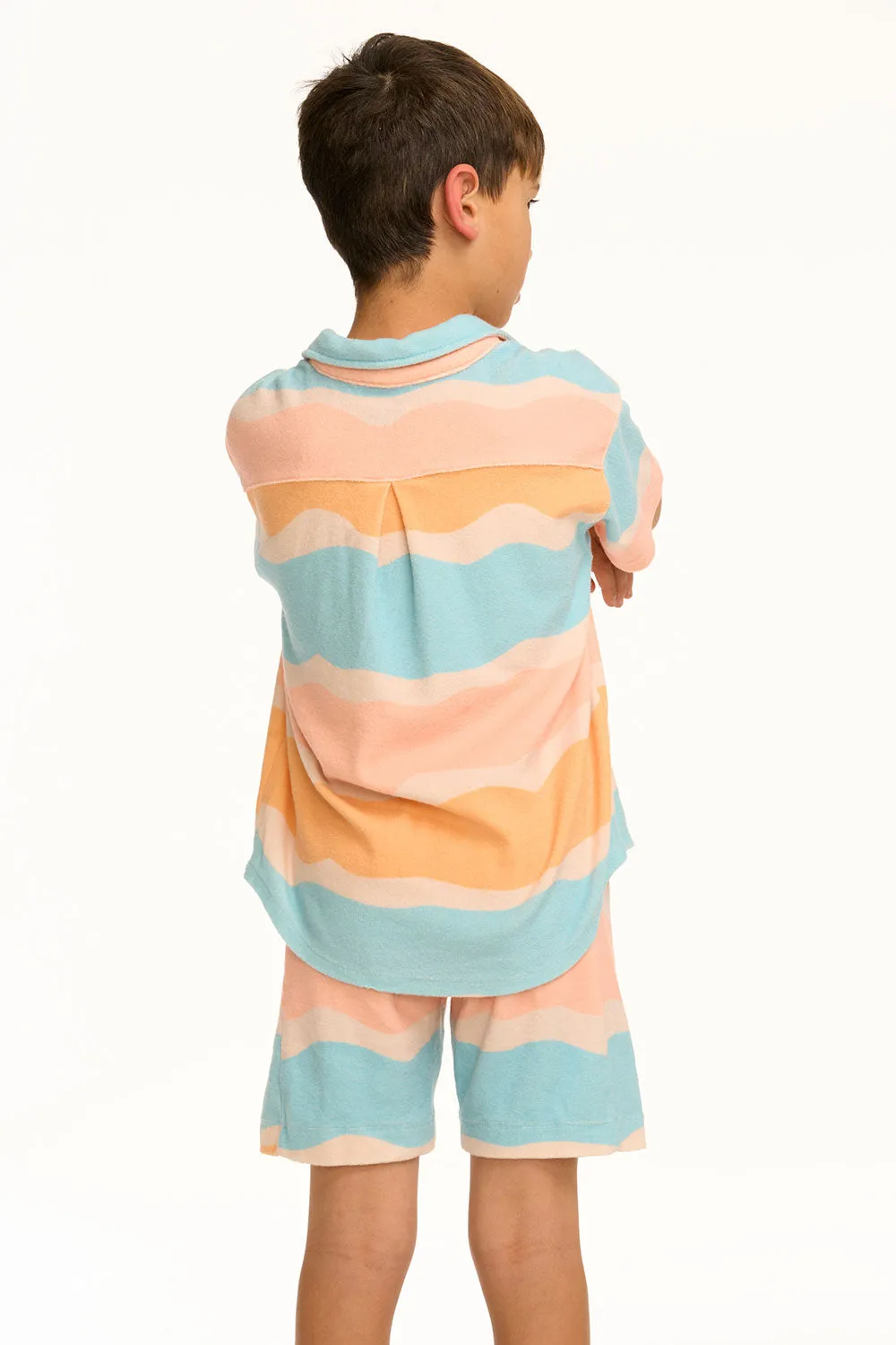 Boy's Wavy Stripe Collared Button Down Shirt sold by Chaser product image thumbnail 4