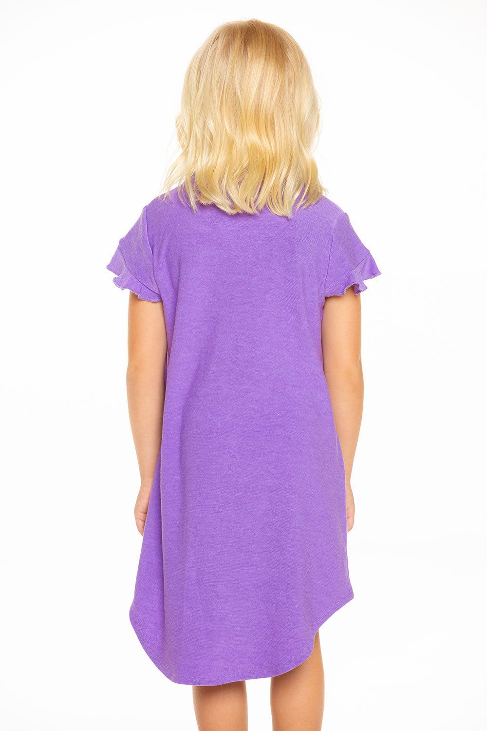 Cozy Knit Ruffle Short Sleeve Shirttail Mini Dress in Electric Purple sold by Chaser product image thumbnail 4