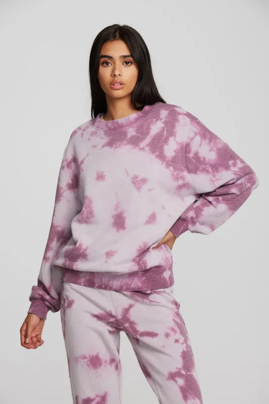 Zuma Cotton Terry Crewneck Pullover with Distressed Detail Long Sleeve sold by Chaser