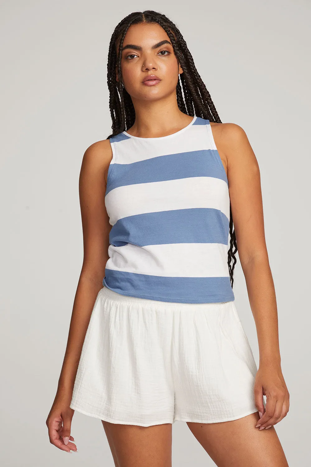 Teague Vintage Blue Stripe Tank sold by Chaser