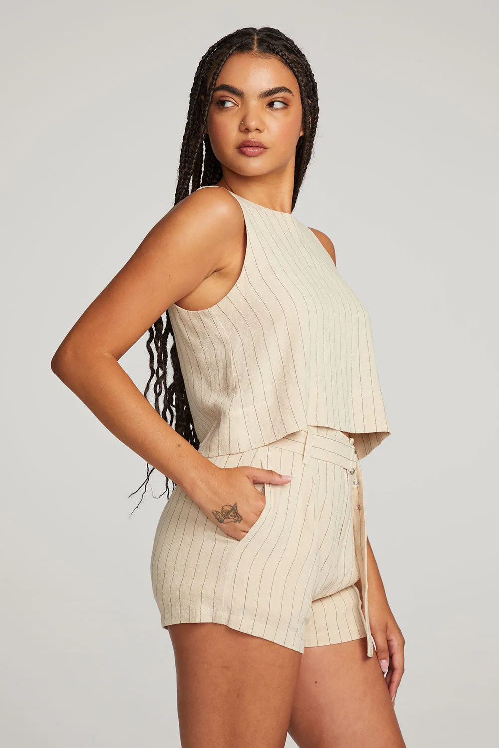 Riley White Pinstripe Tank sold by Chaser product image thumbnail 2