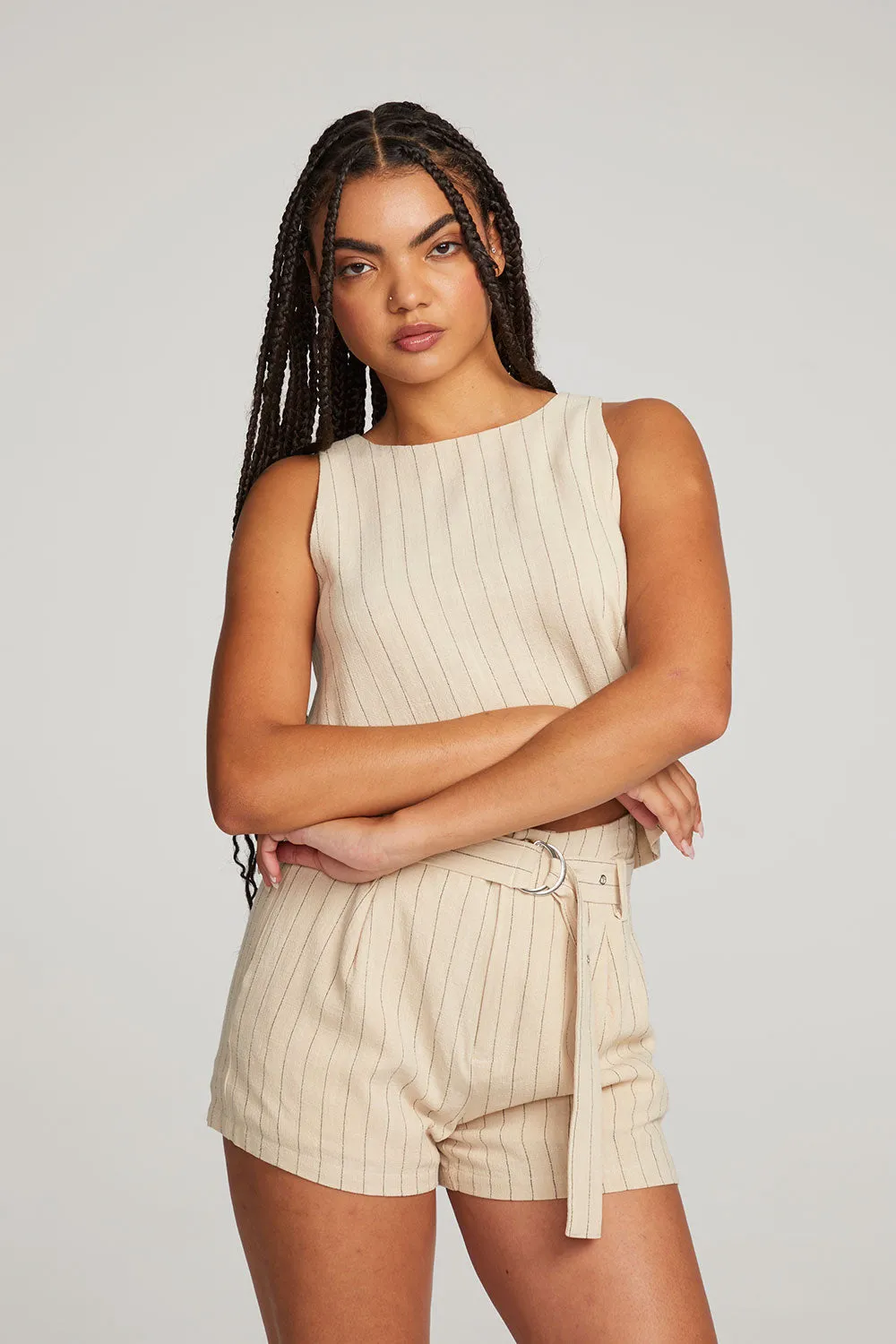 Riley White Pinstripe Tank sold by Chaser