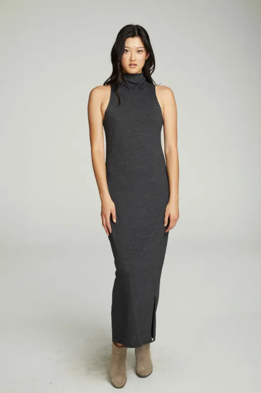 Turtle Neck Tank Maxi Dress With Side Slits made by Chaser