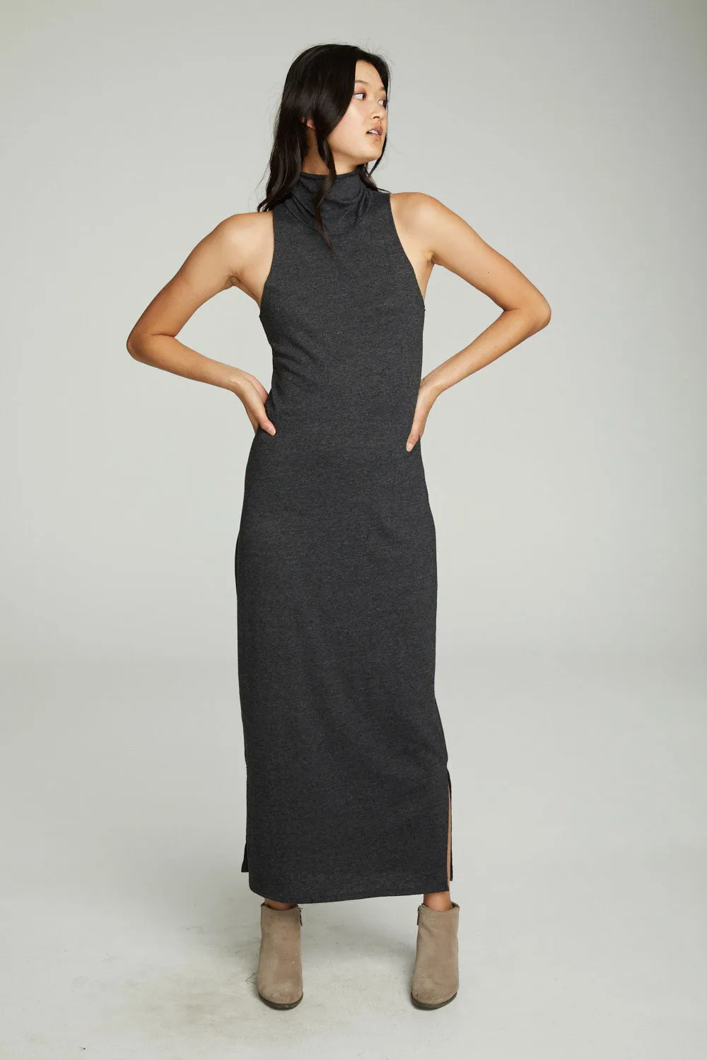 Turtle Neck Tank Maxi Dress With Side Slits sold by Chaser product image thumbnail 4