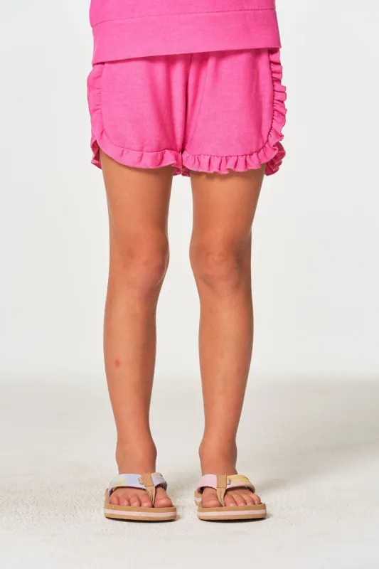 Girls rPET Cozy Knit Ruffle Dolphin Shorts made by Chaser