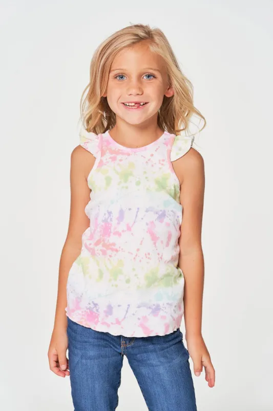 Girls rPET Vintage Rib Ruffle Racer Tank sold by Chaser
