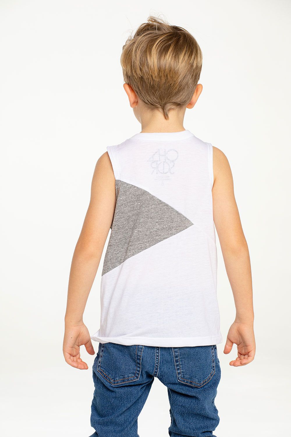 Boys Recycled Blocked Jersey Blocked Muscle Tank sold by Chaser product image thumbnail 2