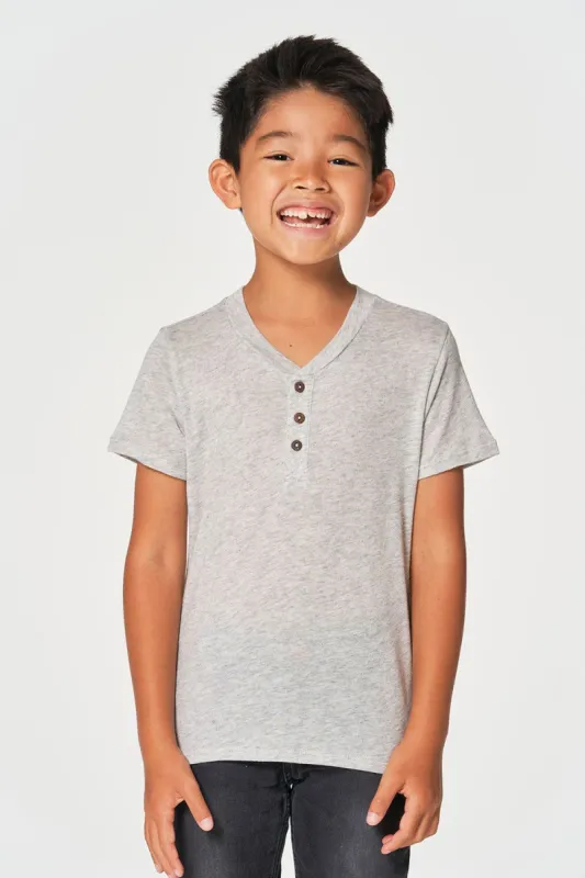Boys Bella Jersey Short Sleeve Henley With Cocount Buttons sold by Chaser