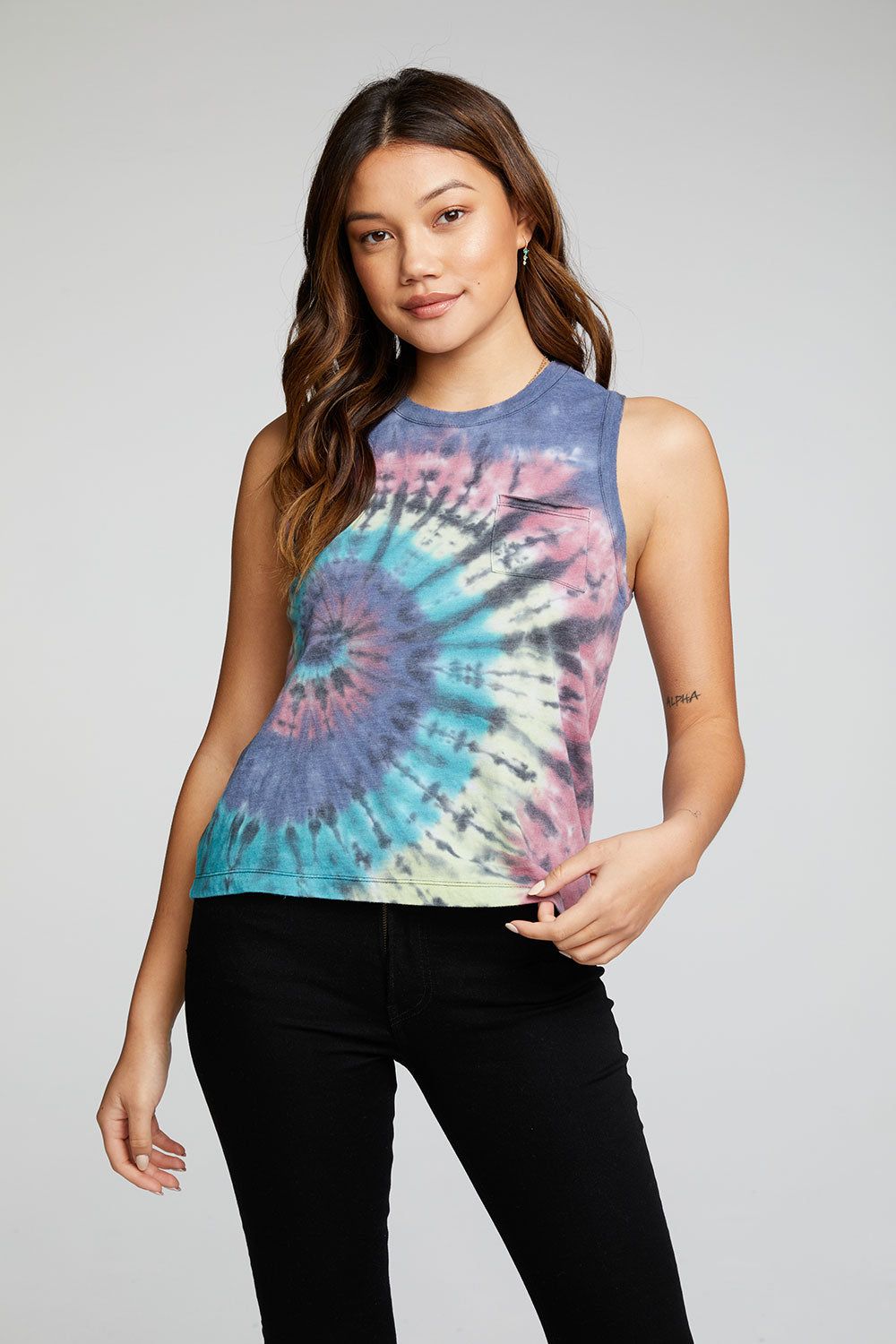 Recycled Vintage Jersey Low Armhole Pocket Muscle sold by Chaser product image thumbnail 3