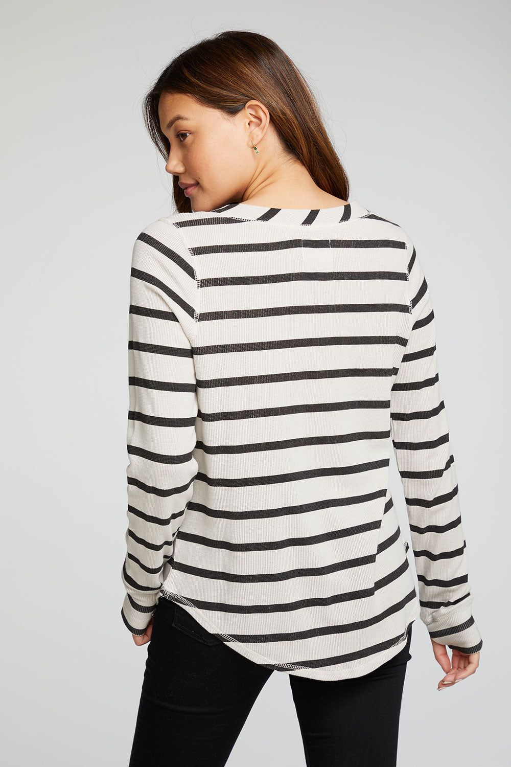 Heritage Waffle Long Sleeve Shirttail Henley with Thumbholes sold by Chaser product image thumbnail 2