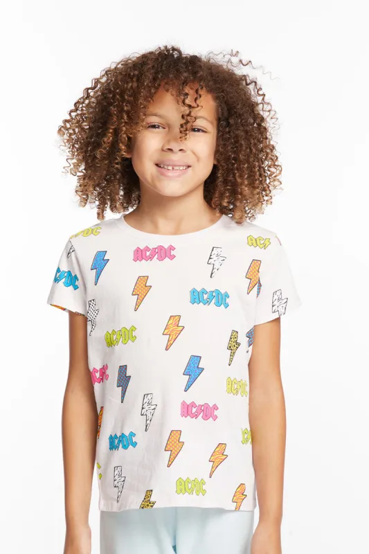 AC/DC All Over Logos Girls Tee sold by Chaser
