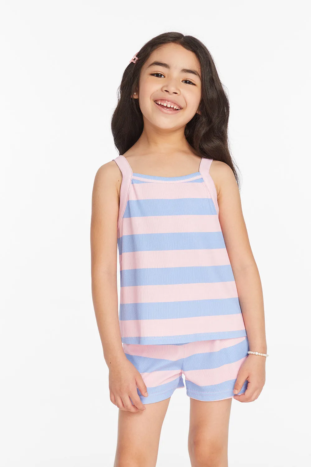 Mae Bubblegum Stripe Girls Tank Top sold by Chaser product image thumbnail 4