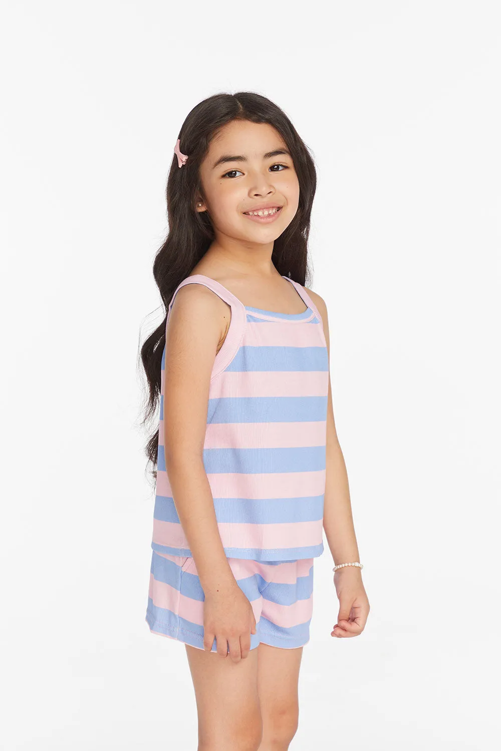 Mae Bubblegum Stripe Girls Tank Top sold by Chaser product image thumbnail 2