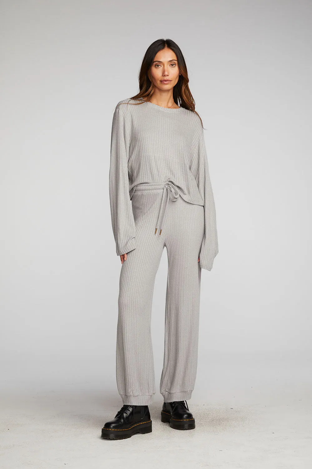 Thermal Waffle Cropped Long Sleeve Tee sold by Chaser product image thumbnail 4